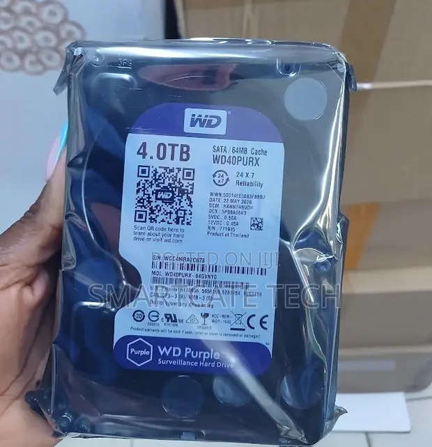 WD Purple 4TB Surveillance HDD for CCTV DVR Systems - 1