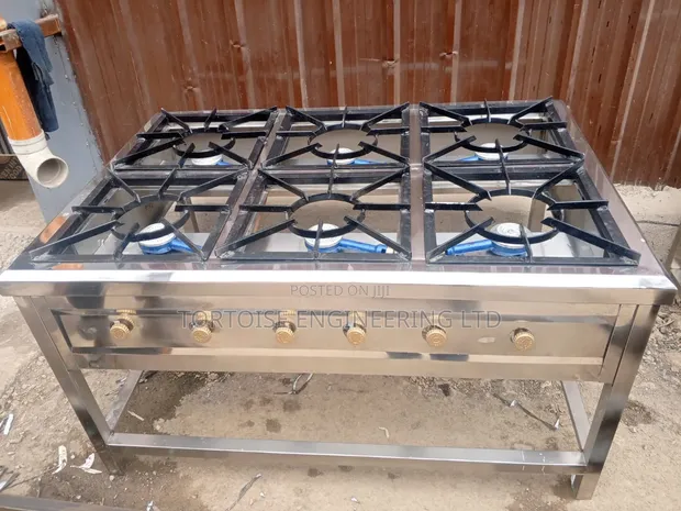 Commercial 6 Burner Gas Cooker - Stainless Steel - 1