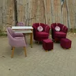 Manicure Set & 2 Red Pedicure Seats with Stools - 1