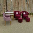 Manicure Set & 2 Red Pedicure Seats with Stools - 2