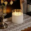 3-Wick LED Candle with Real Flame Effect - Grey/Clear - 1