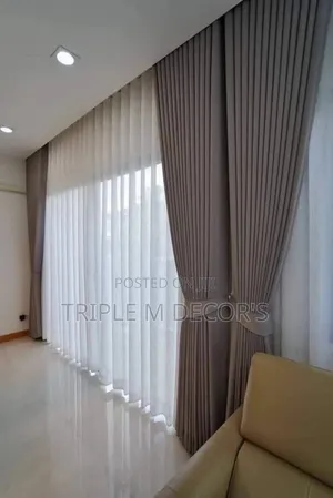 Brown Modern Sitting Room Drapes