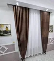 Brown Modern Sitting Room Drapes - 2