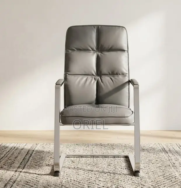 Executive Leather Waiting Chair - Gray - 1