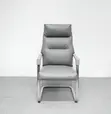 Executive Leather Waiting Chair - Gray - 5