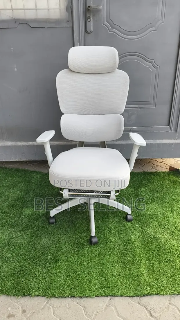 White Orthopedic Office Chair with Footrest - 1