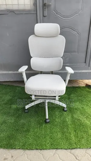 White Orthopedic Office Chair with Footrest