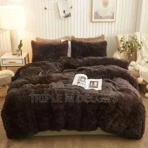Brown Black Warm Soft Fluffy Duvet Set 6x7