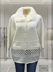 Free Size Faux Fur Collar Knit Cardigan - 1