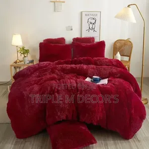 Maroon/Pink 6pc Complete Fluffy Duvet Set (6x7)