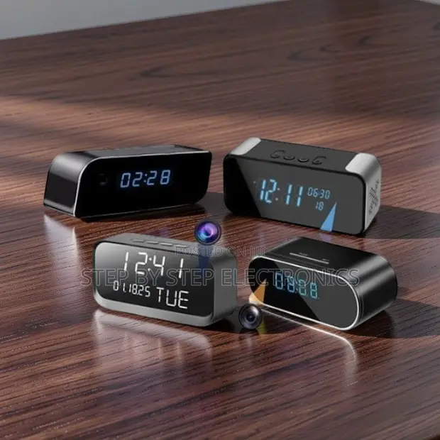 Discreet Indoor Monitor WiFi Alarm Table Clock Hidden Spy Camera - 1