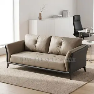 5-Seater Office Sofa - Gray Leather
