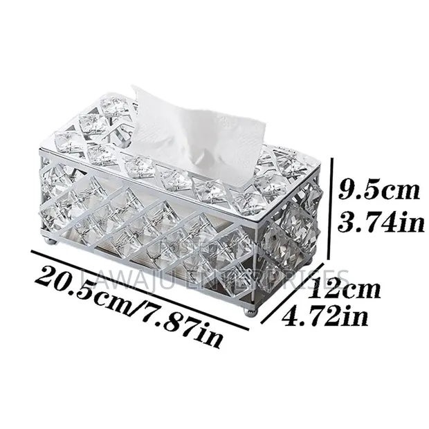 Rectangular Crystal Tissue Box - Gold - 1