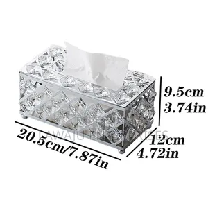 Rectangular Crystal Tissue Box - Gold