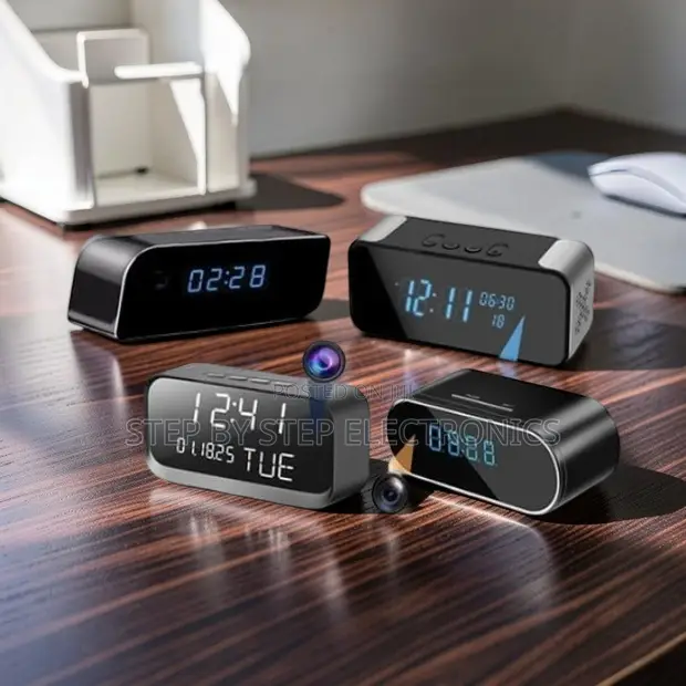 Compact Home Recorder WiFi Alarm Table Clock Hidden Spy Camera - 1