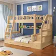 Space-Saving Wooden Bunk Bed with Shelves - 2