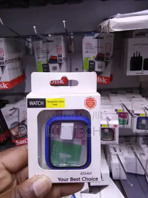 45mm Blue Bumper Case with Tempered Glass Screen Protector