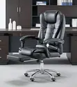 Executive Leather Office Chair with Footrest - Black - 3