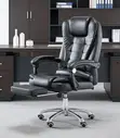 Executive Leather Office Chair with Footrest - Black - 4