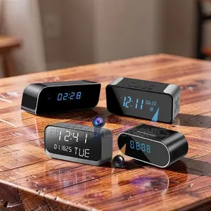 Portable WiFi Alarm Table Clock Hidden Spy Camera