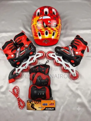 Kids Adjustable Inline Roller Skates with Protective Gear Set