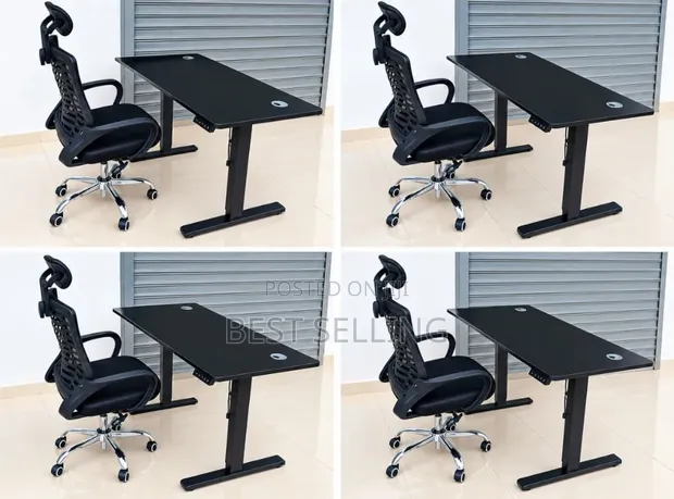 Electric Height-Adjustable Office Desk and Chair Combo - 1