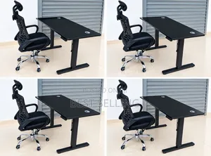 Electric Height-Adjustable Office Desk and Chair Combo