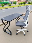 Metallic Base Practical Desk and Chair Set - 1