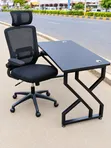 Metallic Base Practical Desk and Chair Set - 2