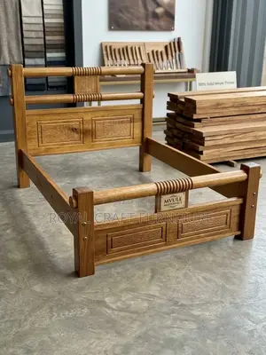 Solid Mvule 5x6 Queen Bed Frame by RoyalCraft