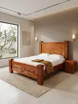 RoyalCraft Solid Mahogany King Bed Frame with Nightstands - 1