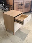 3-Drawer Wooden Bedside Table with Wooden Legs - 2