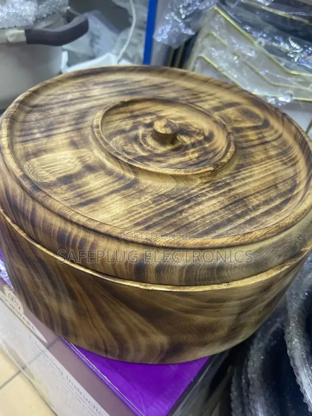 Round Bamboo Chapati Dish with Cover 12x8 - 1