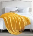 Diamond Knit Tassel Throw Blanket - Mustard Yellow - 3