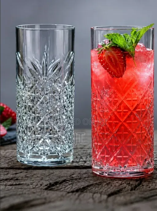 Diamond Cut Crystal Highball Glass - 1