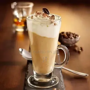 Elegant 300ml Latte Glass Set of Six - Clear Modern Drinkware
