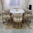 RoyalCraft 6-Seater Marble Top Dining Set with Gold Accent Chairs - 2