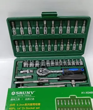 46-Piece Socket Wrench Tool Set - Heavy-Duty Repair Kit