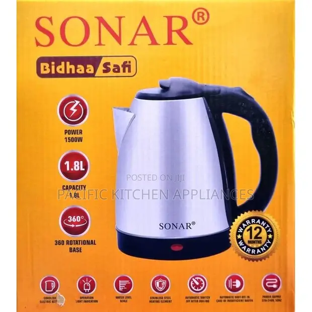 Sonar 2.0L Stainless Steel Electric Kettle - 1