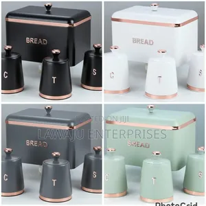 Elegant 4-Piece Bread Bin & Canister Set
