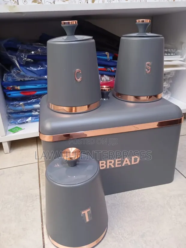 Elegant 4-Piece Bread Bin & Canister Set - 1