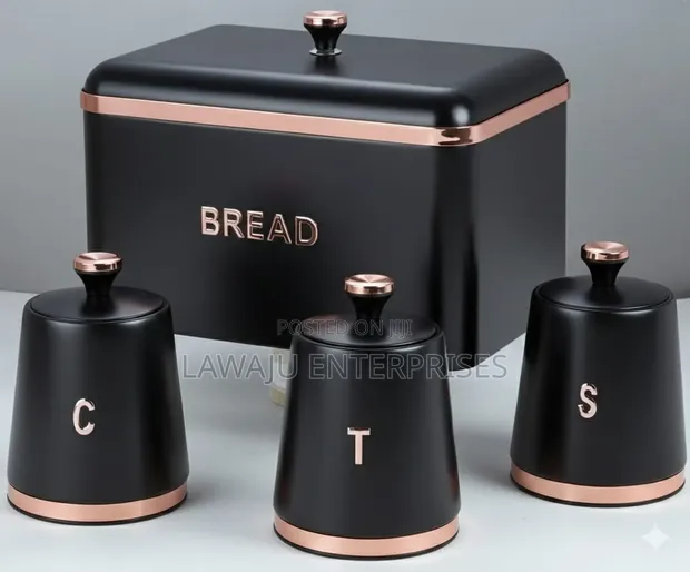 Elegant 4-Piece Bread Bin & Canister Set - 1