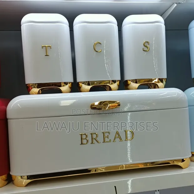 Elegant 4-Piece Bread Bin & Canister Set - 1