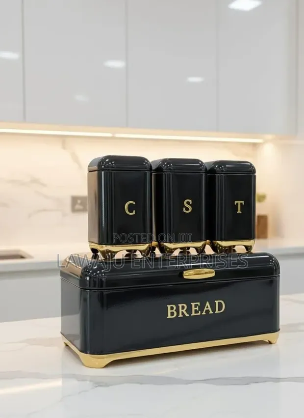 Elegant 4-Piece Bread Bin & Canister Set - 1