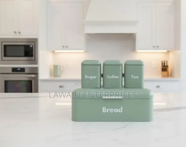 Nordic Style Bread Bin with 3 Canister Set - 1