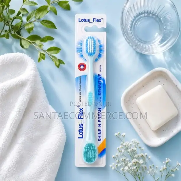 Lotus 2-in-1 Tongue Cleaner Toothbrush with Travel Case - 1