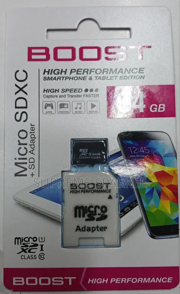 64GB Class 10 Micro SD Card + SD Adapter - 1