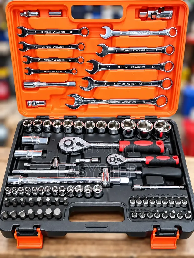 82-Piece Ratchet and Spanner Mechanical Tool Box Set - 1