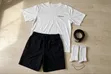 Military Green & White Casual Set - T-Shirt + Cargo Pants - Unisex - 2