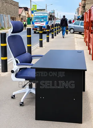 Modern Black 120cm Office Desk & Orthopedic Chair
